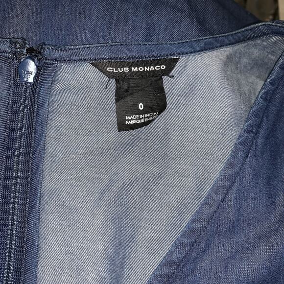 CLUB MONACO Denim Jean Dress Bell Sleeves - Size 0 - Picture 5 of 5